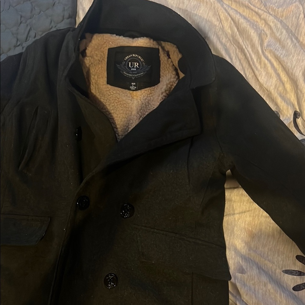 Urban Republic Black Pea Coat Classic Winter Style